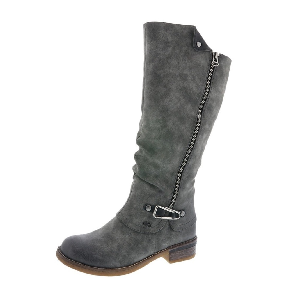 Rieker Comfort & Style Women's Fabrizia 52 Smoke Faux Leather Wool Lined Boots